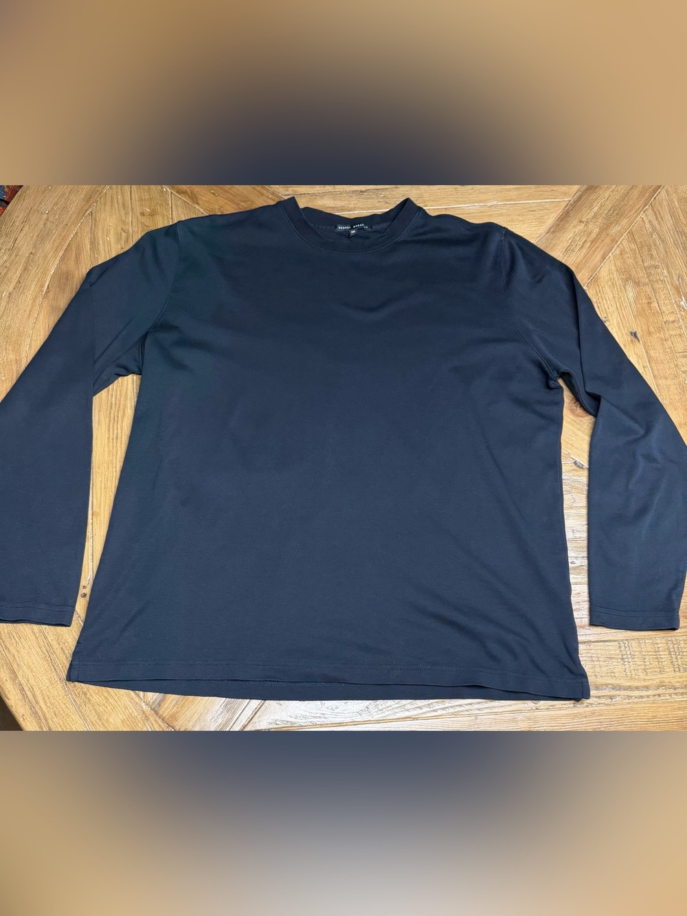 Robert Barakett Black Pima Cotton Long Sleeve High Crew Neck Tee Shirt XXL